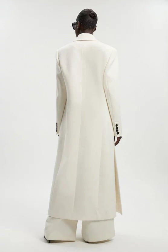 Brushed Wool Oversized Double Breasted Tailored Maxi Coat