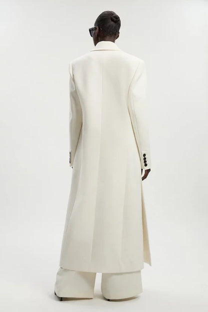 Brushed Wool Oversized Double Breasted Tailored Maxi Coat