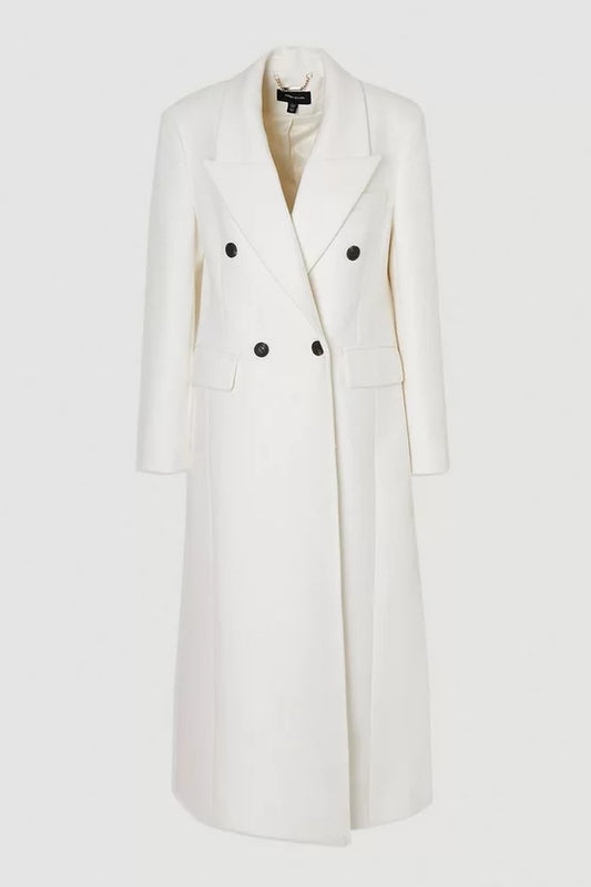 Brushed Wool Oversized Double Breasted Tailored Maxi Coat