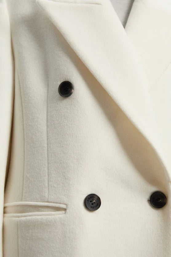 Brushed Wool Oversized Double Breasted Tailored Maxi Coat