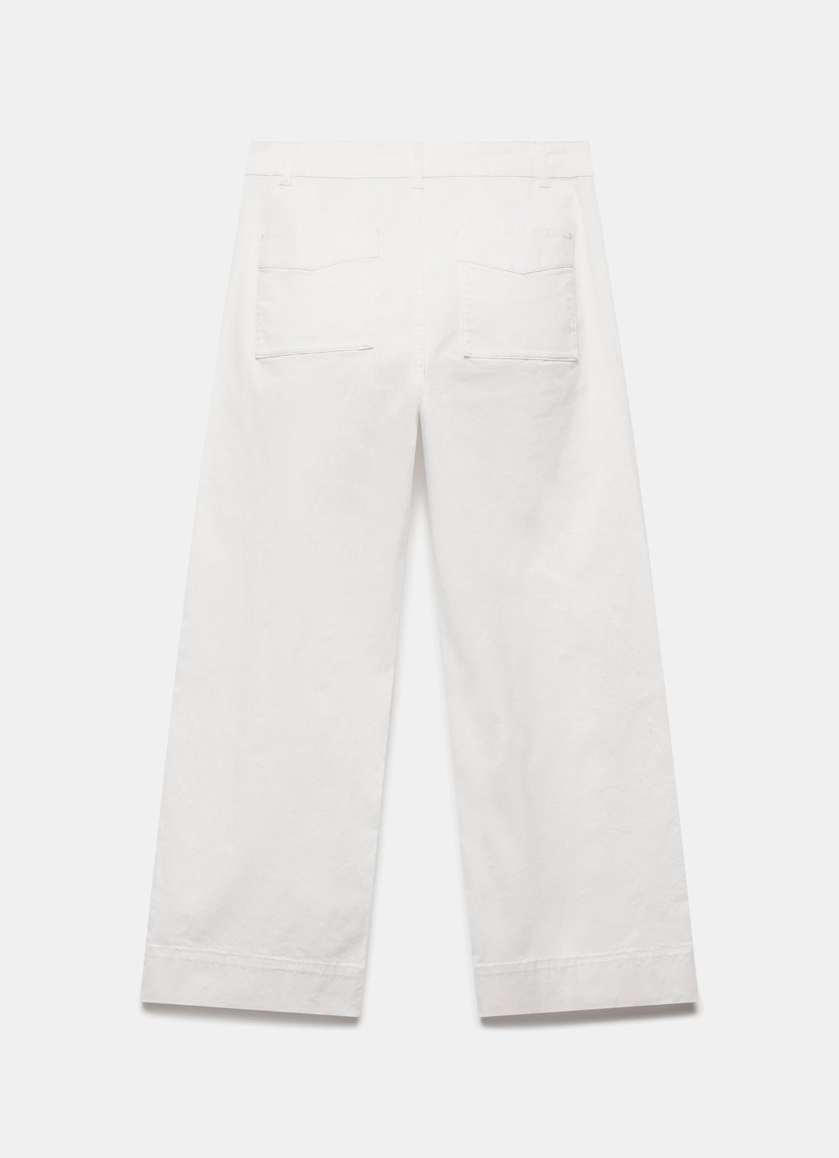 White Button Detail Cropped Trousers