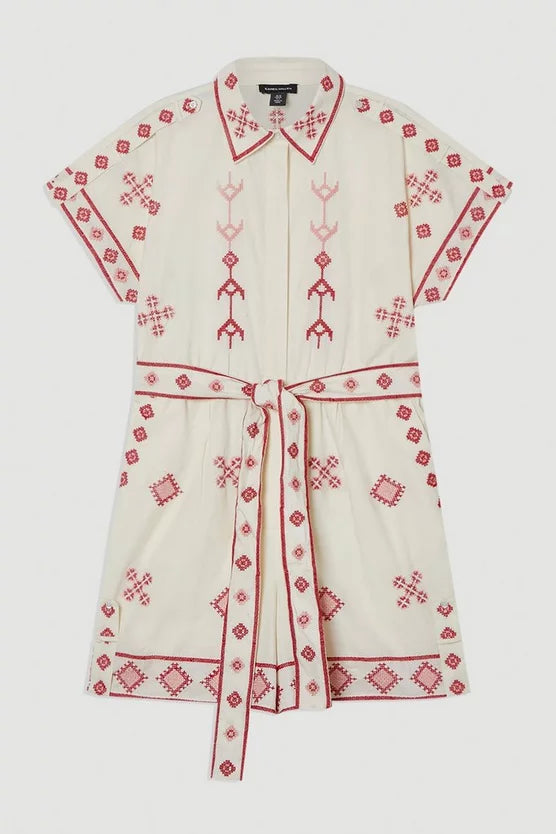Cotton Embroidered Woven Playsuit