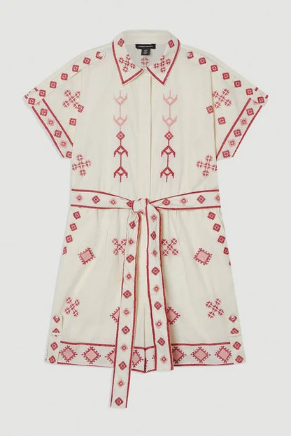Cotton Embroidered Woven Playsuit