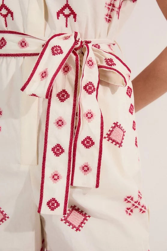 Cotton Embroidered Woven Playsuit