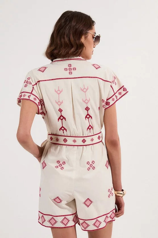 Cotton Embroidered Woven Playsuit