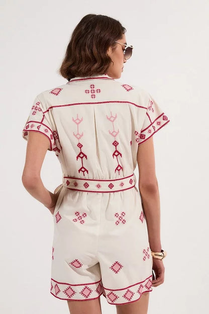 Cotton Embroidered Woven Playsuit