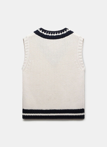 White Cotton Blend Knit Vest