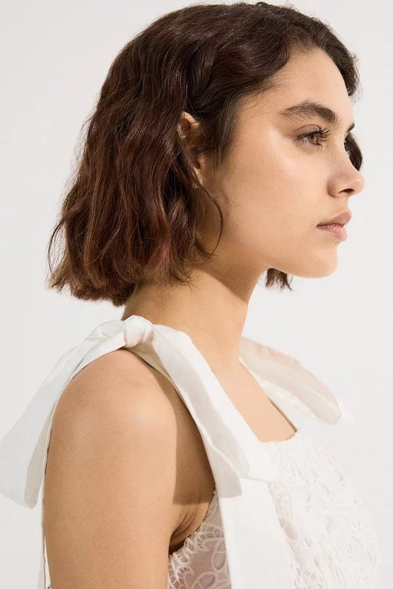 Cutwork Embroidery Woven Midi Prom Dress