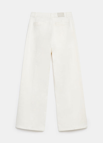 White Bow Embellished Wide Jeans