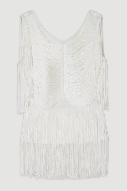 Draped Fringe Knitted Top
