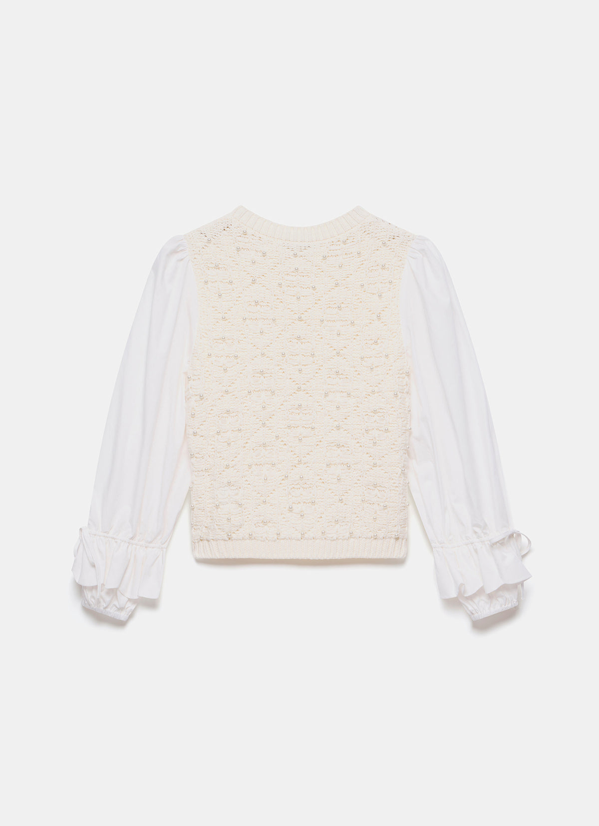 Cream Cotton Blend Embellished Knit Jumper