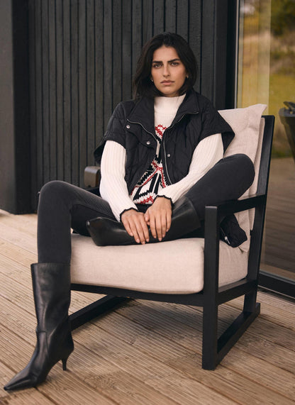 White Snowflake Cotton Blend Knit Jumper