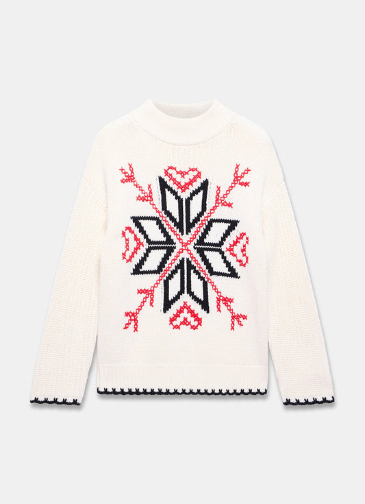White Snowflake Cotton Blend Knit Jumper