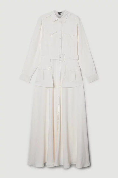 Lydia Millen Soft Tailored Belted Maxi Shirt Dress