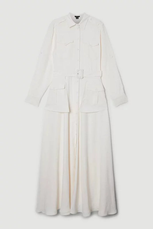 Lydia Millen Soft Tailored Belted Maxi Shirt Dress
