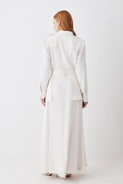 Lydia Millen Soft Tailored Belted Maxi Shirt Dress