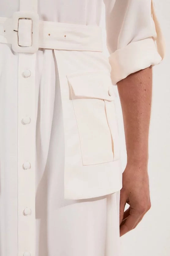Lydia Millen Soft Tailored Belted Maxi Shirt Dress