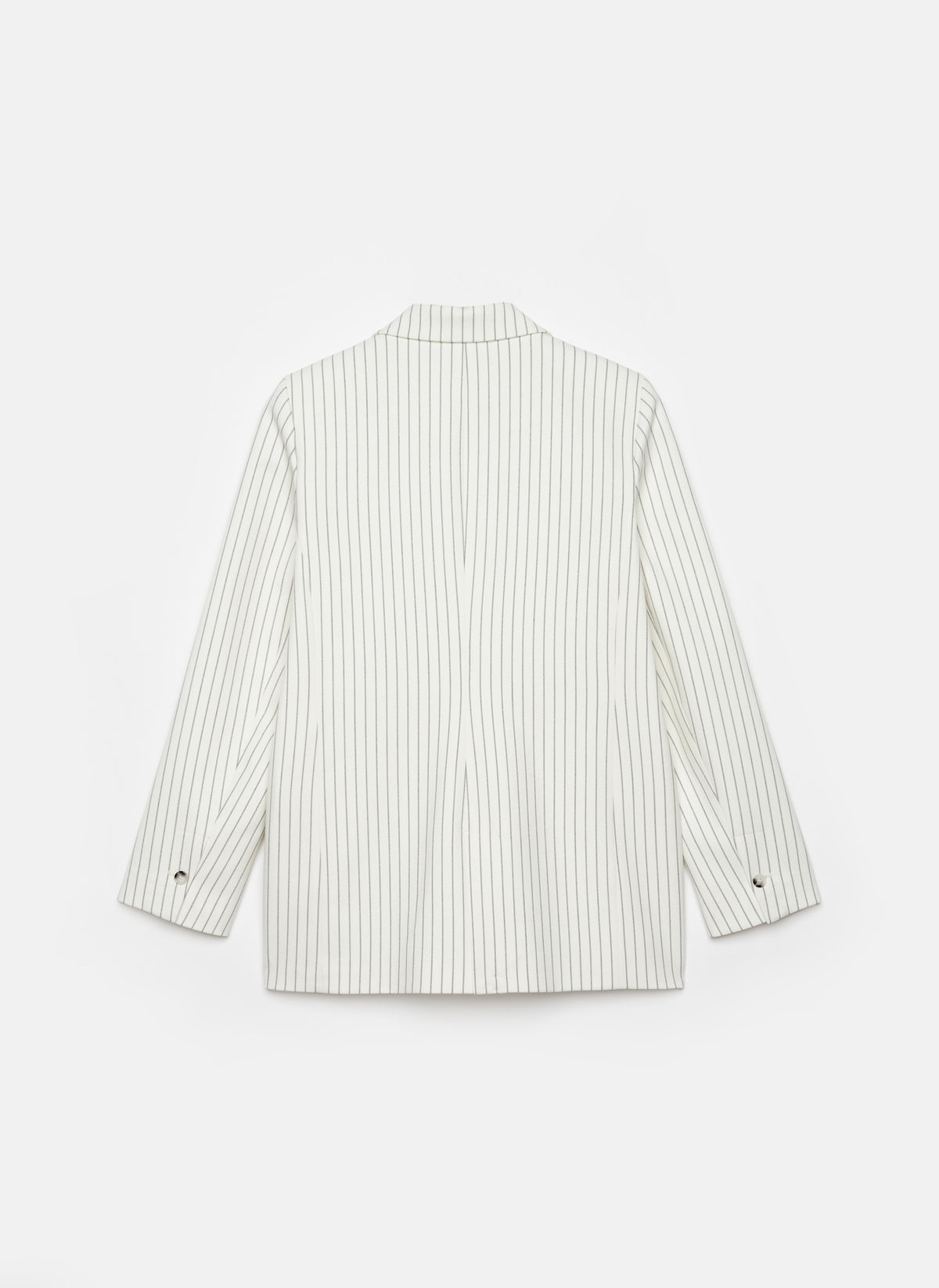 White Double Breasted Pinstripe Blazer