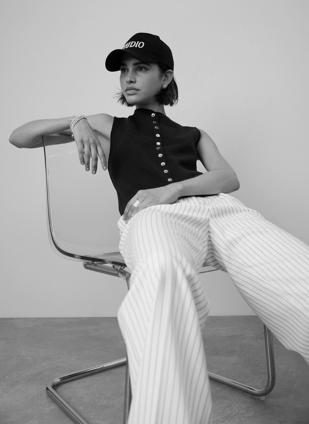 White Pinstripe Tailored Trousers