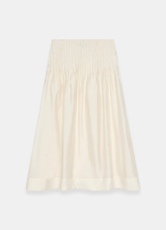 Cream Pintuck Maxi Skirt