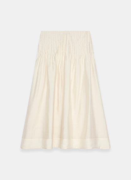 Cream Pintuck Maxi Skirt