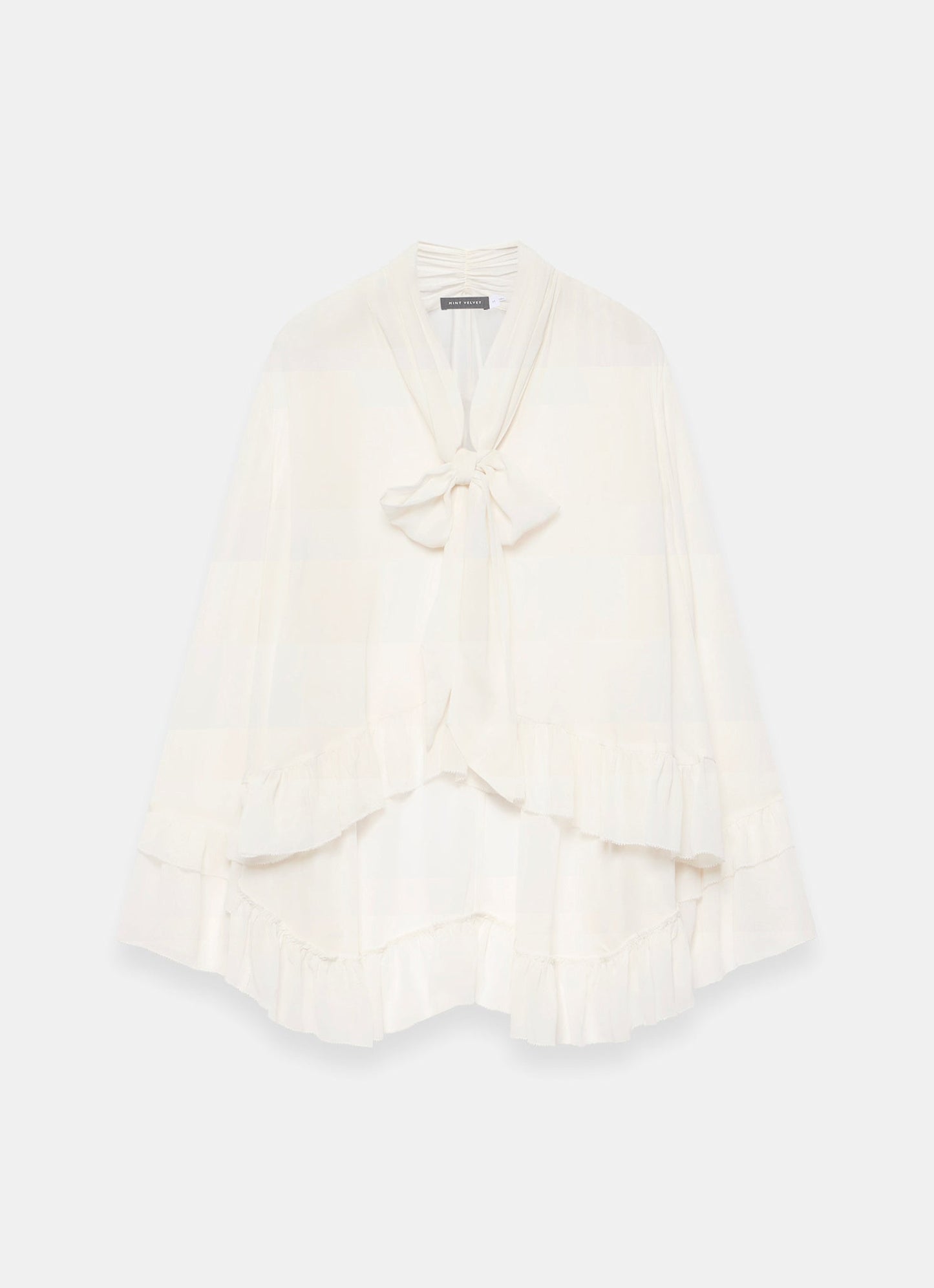 Cream Ruffle Tie Detail Blouse