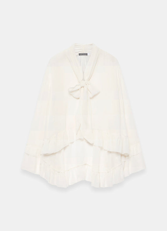 Cream Ruffle Tie Detail Blouse
