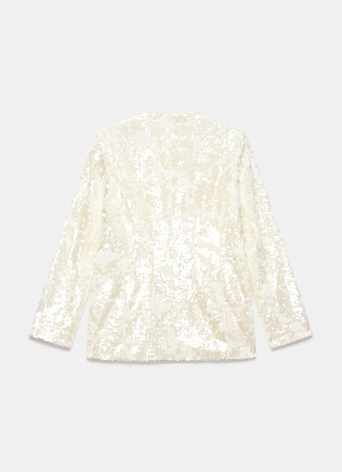 White Sequin Collarless Blazer