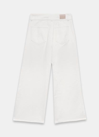 White Cropped Wide Jeans