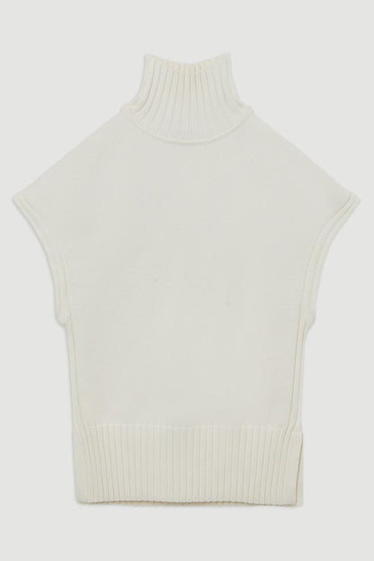 Viscose Blend High Neck Knitted Tunic