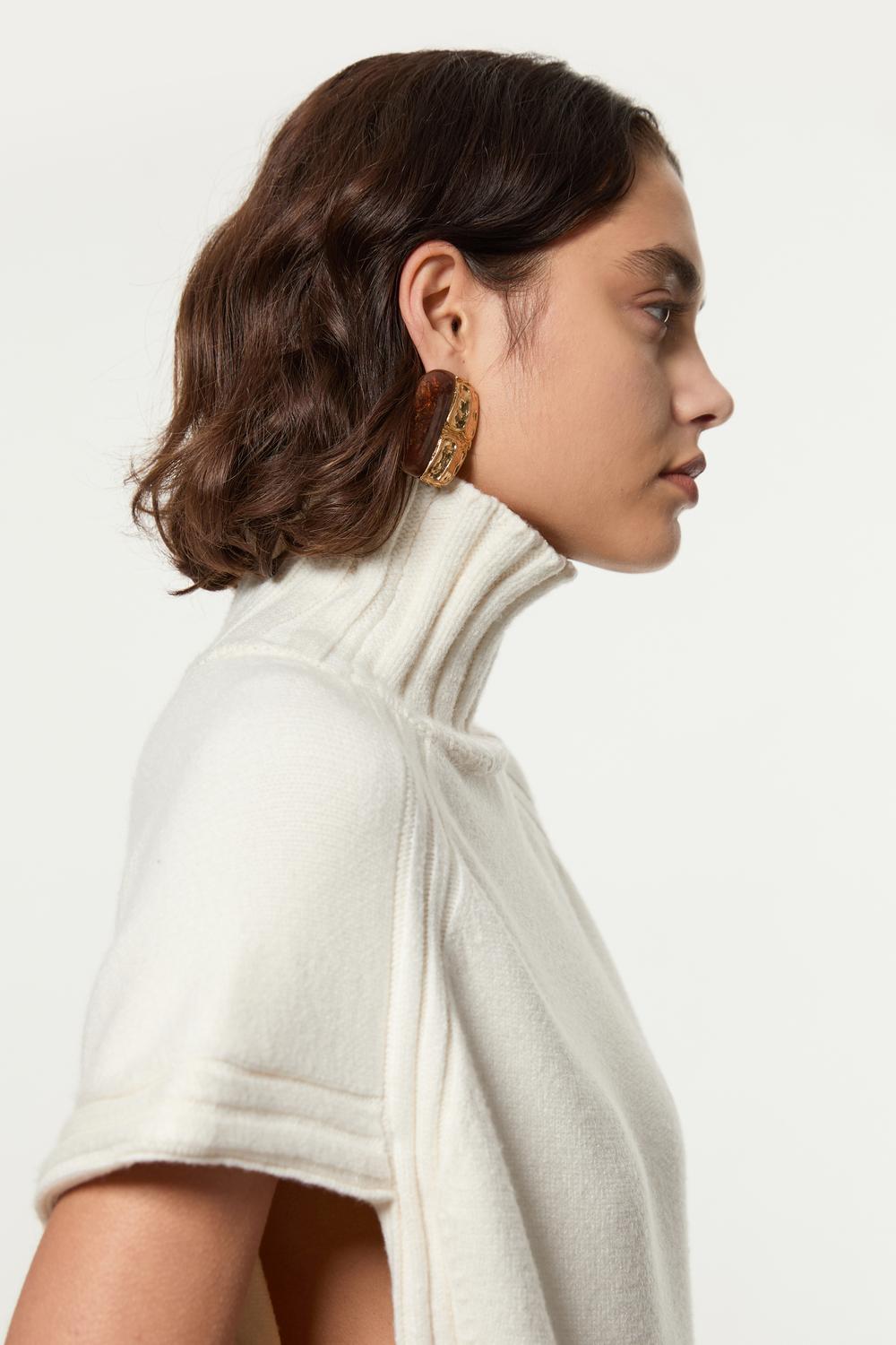 Viscose Blend High Neck Knitted Tunic