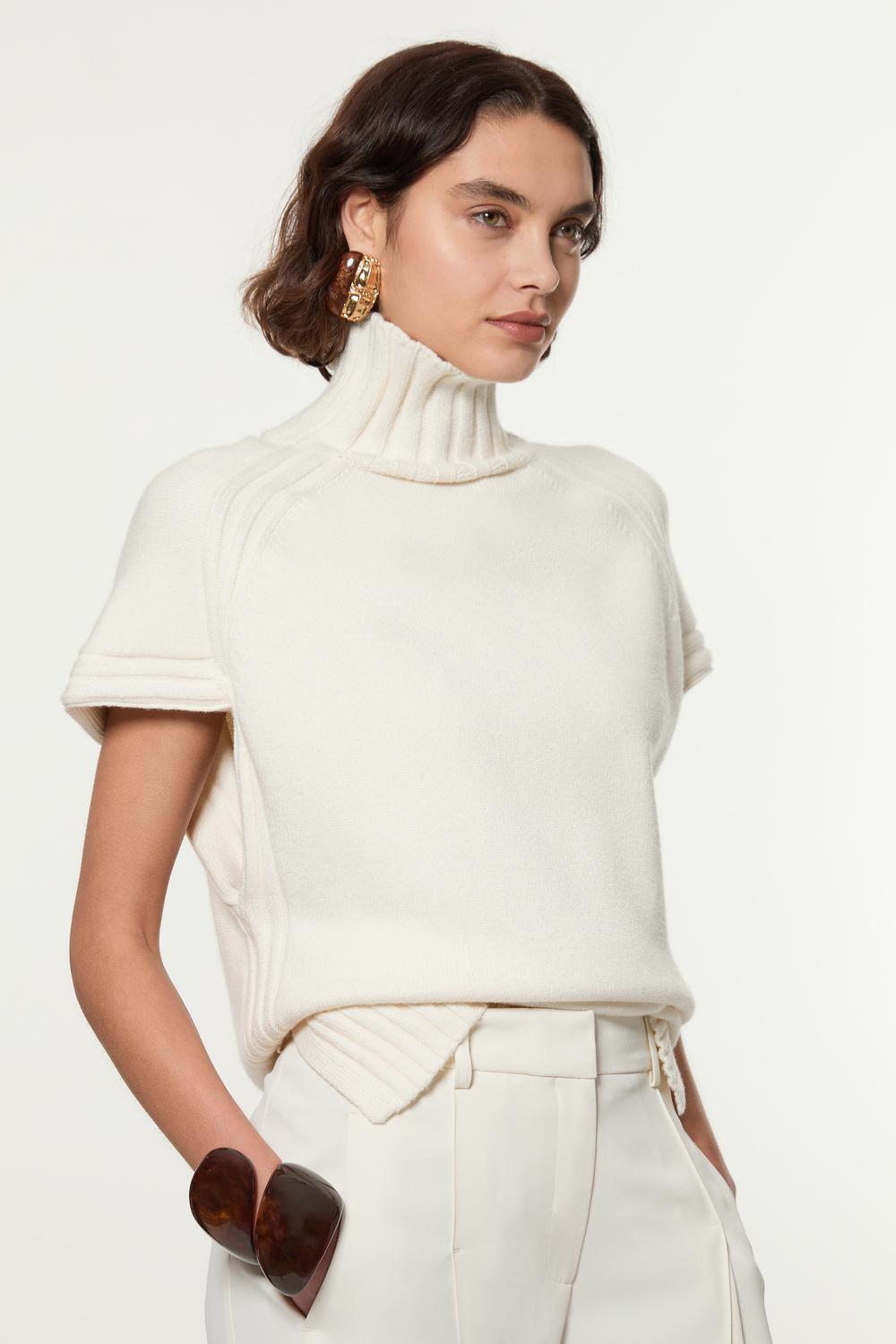 Viscose Blend High Neck Knitted Tunic