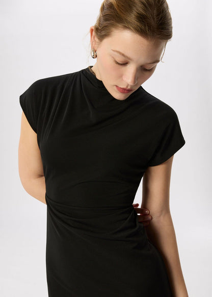 Black Jersey Sheer Underlayer Dress