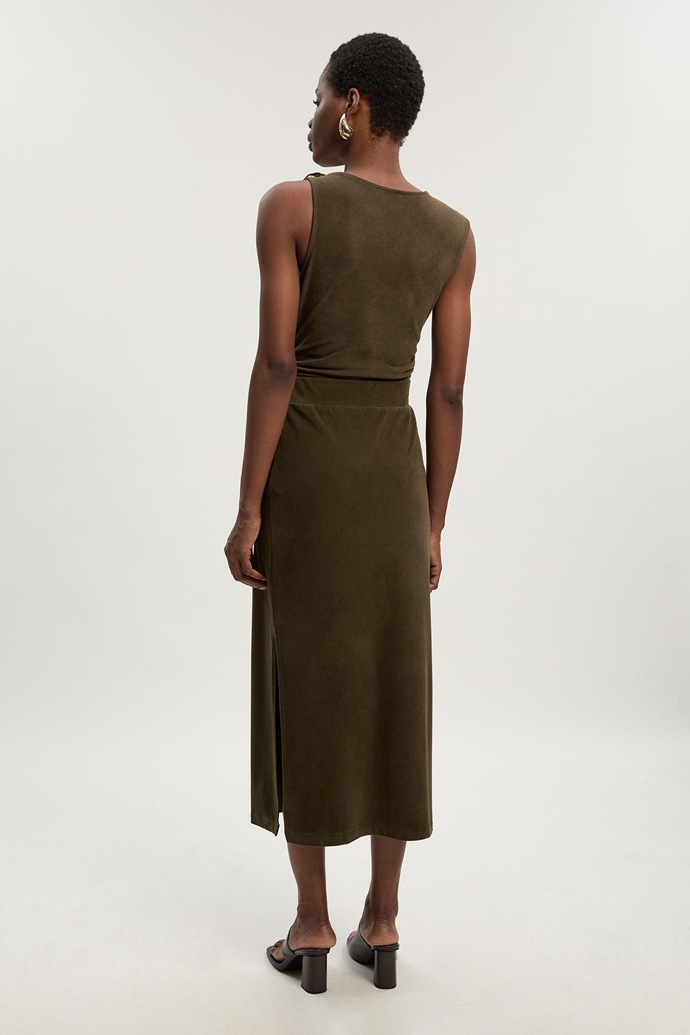 Brushed Textured Jersey Midi Pencil Skirt