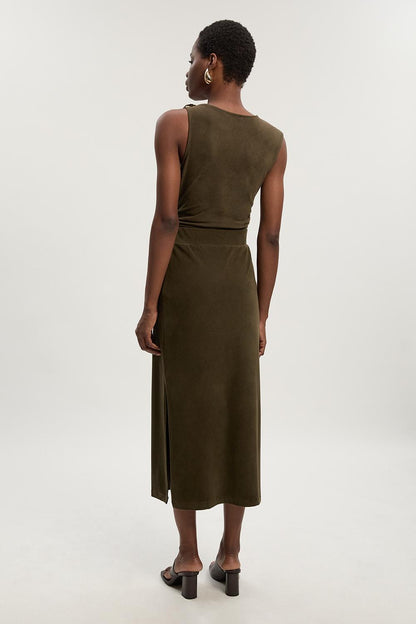 Brushed Textured Jersey Midi Pencil Skirt