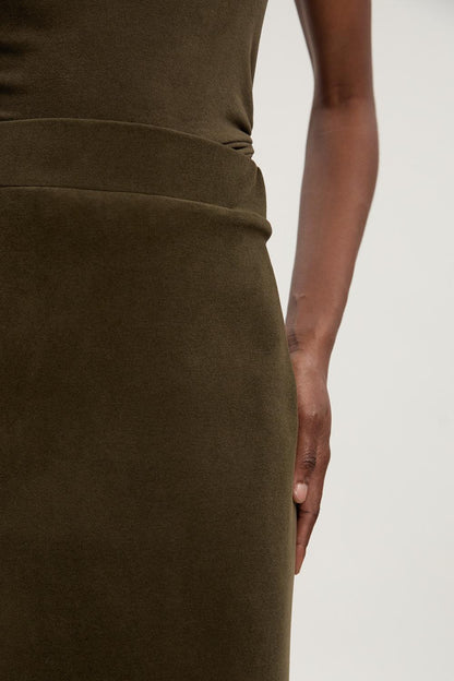 Brushed Textured Jersey Midi Pencil Skirt
