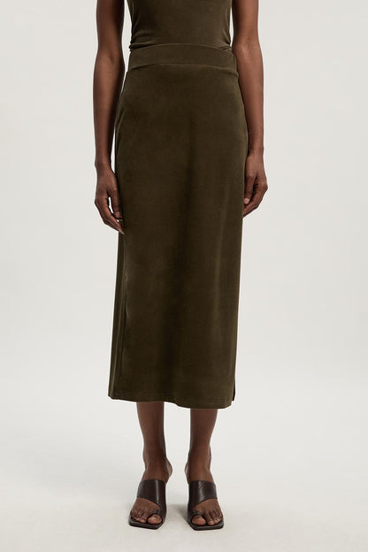Brushed Textured Jersey Midi Pencil Skirt
