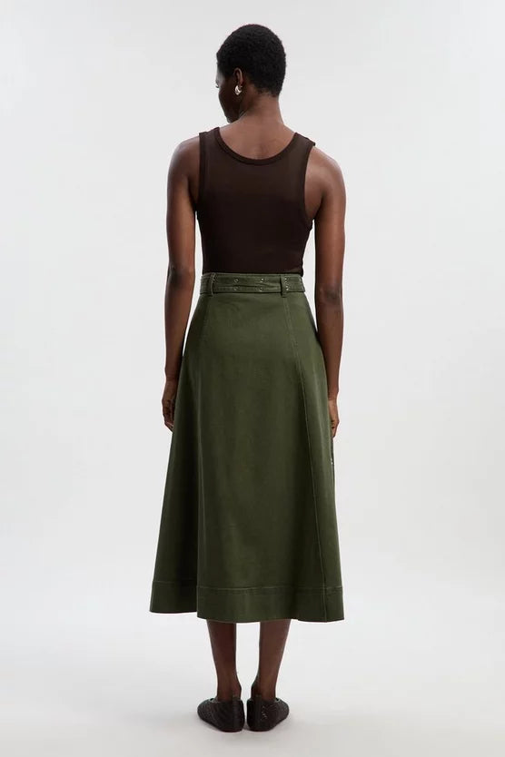 Denim Belted Full Skirt