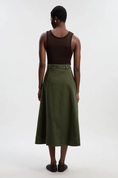 Denim Belted Full Skirt