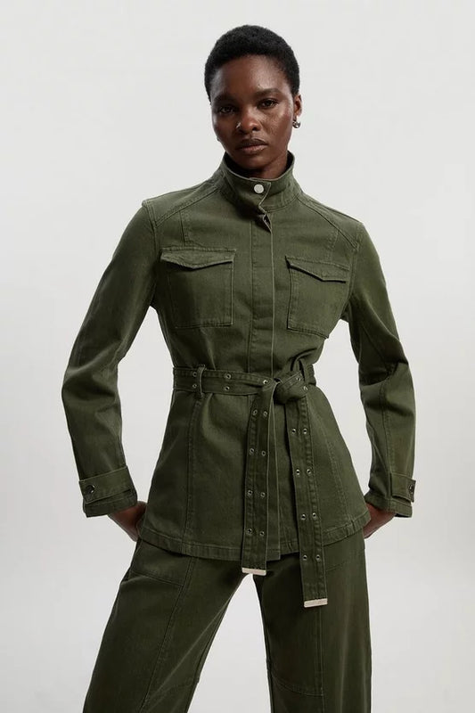Denim Utility Belted Jacket