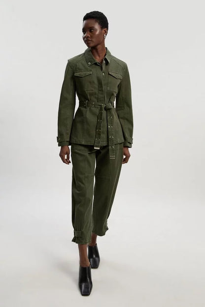 Denim Utility Belted Jacket