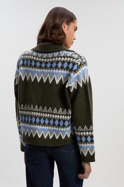 Fairisle Pattern V Neck Knit Jumper