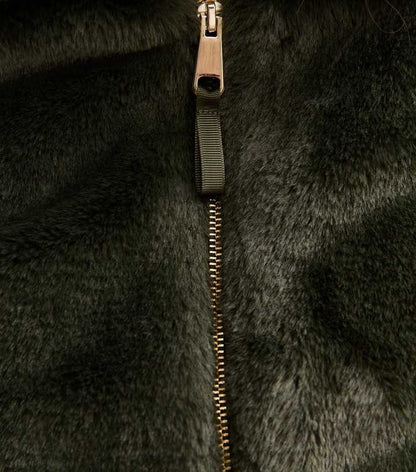 Khaki Faux Fur Bomber Jacket