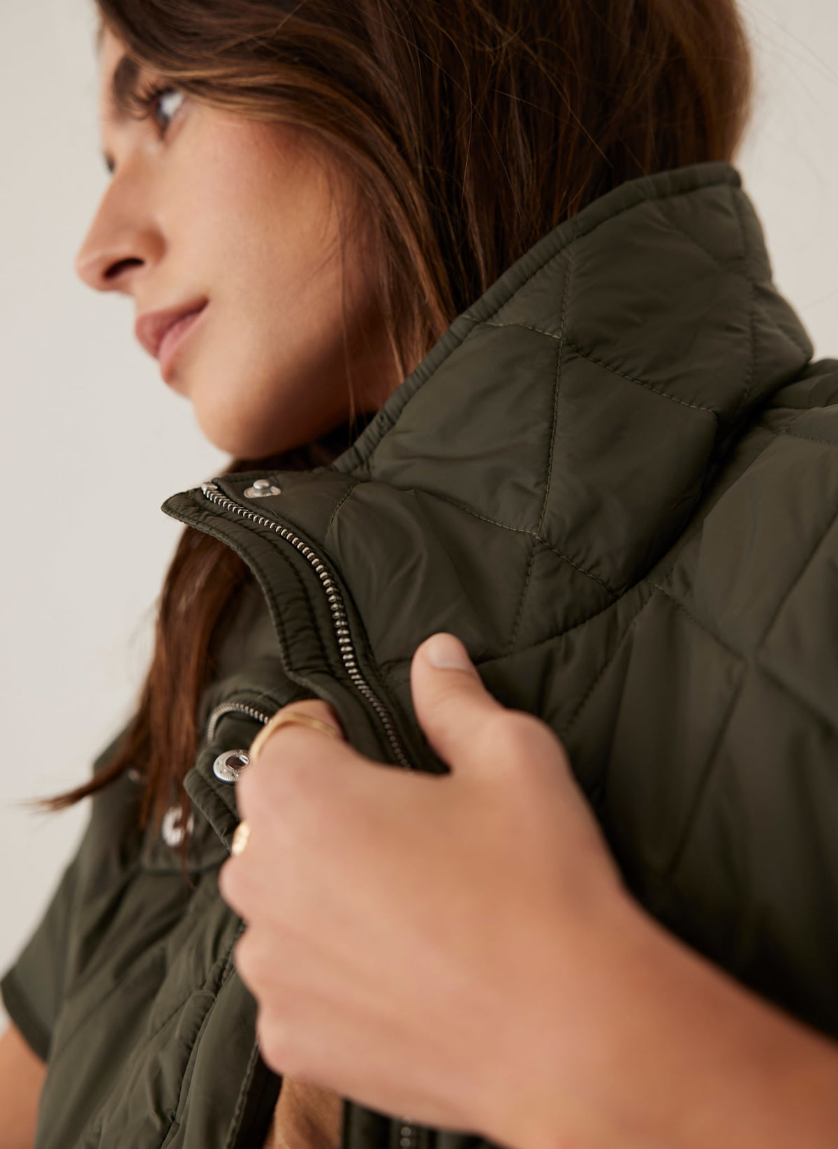 Khaki Quilted Oversized Gilet