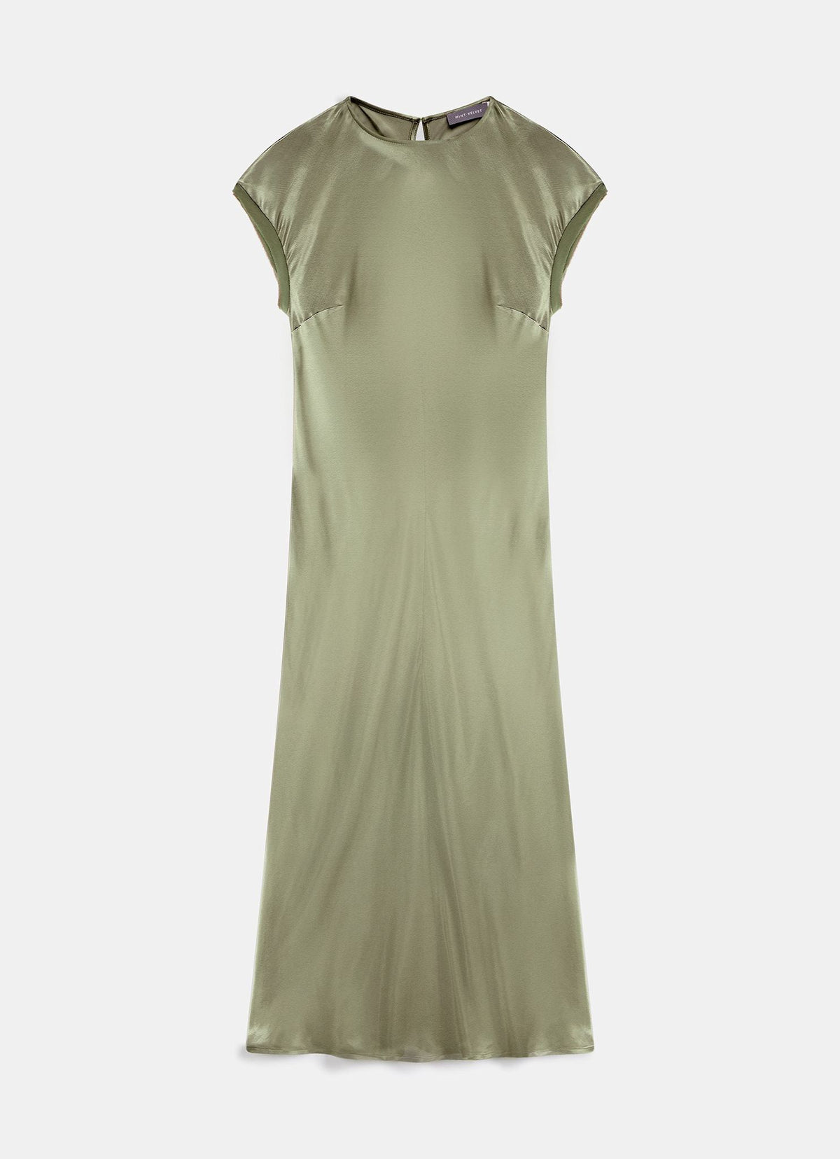 Khaki Satin Midi Dress