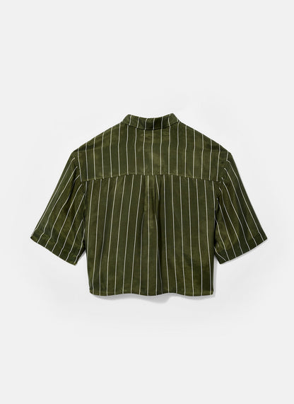 Khaki Striped Relaxed Shirt