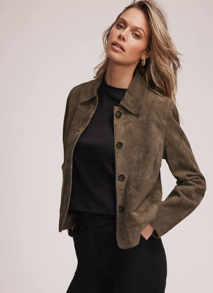 Khaki Suede Pocket Detail Jacket