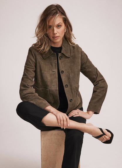 Khaki Suede Pocket Detail Jacket