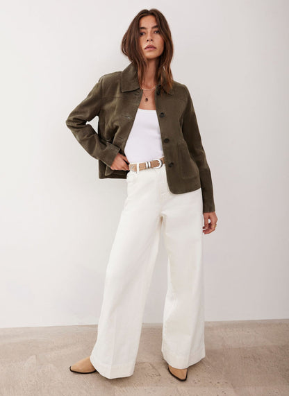 Khaki Suede Pocket Detail Jacket