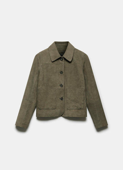 Khaki Suede Pocket Detail Jacket